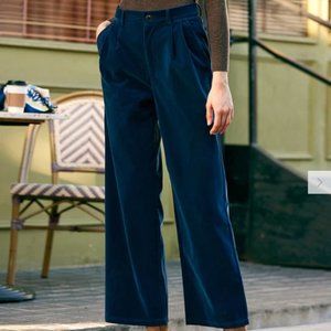 RIhoas High Waisted Wide Leg Pants Navy Blue